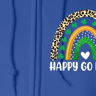 Happy Go Lucky St Patricks Day Rainbow Lucky Clover Shamrock Gift Full Zip Hoodie