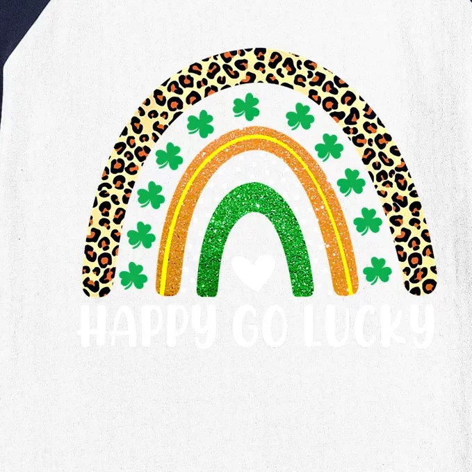 Happy Go Lucky St Patricks Day Rainbow Lucky Clover Shamrock Gift Baseball Sleeve Shirt