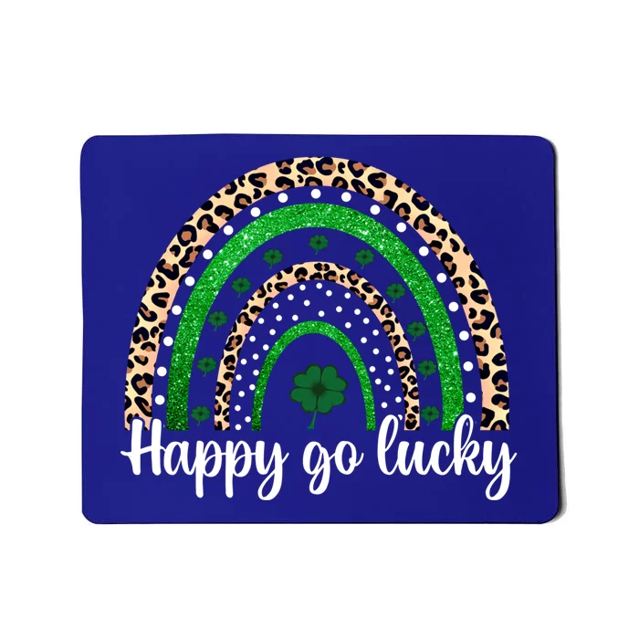 Happy Go Lucky St Patricks Day Rainbow Lucky Clover Shamrock Gift Mousepad