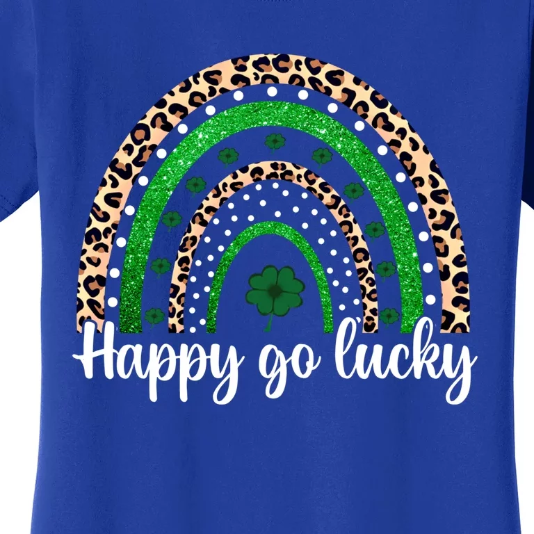 Happy Go Lucky St Patricks Day Rainbow Lucky Clover Shamrock Gift Women's T-Shirt