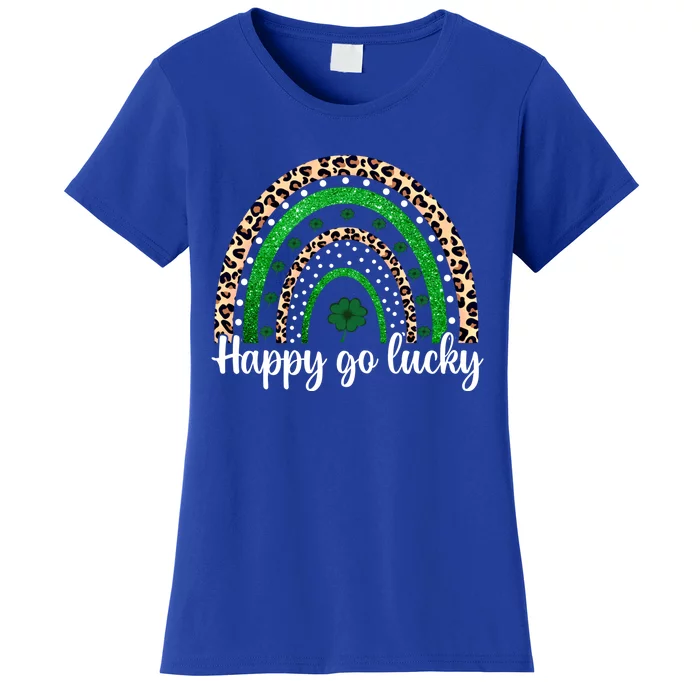 Happy Go Lucky St Patricks Day Rainbow Lucky Clover Shamrock Gift Women's T-Shirt