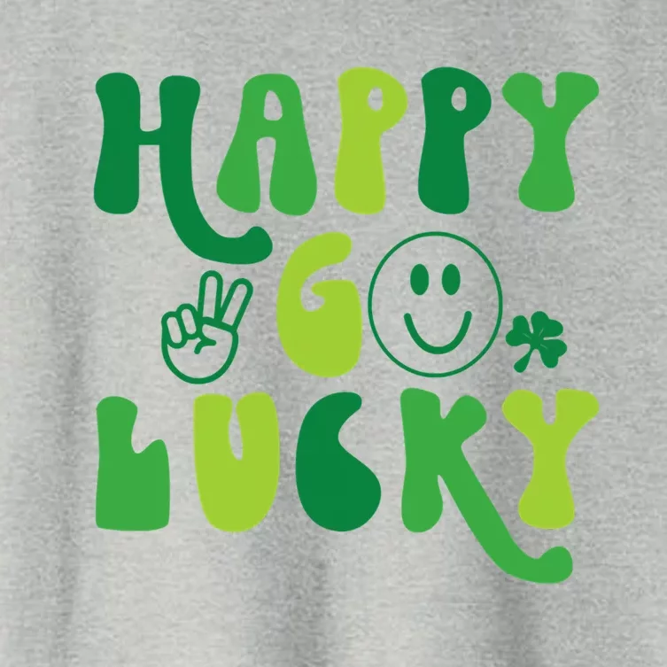 Happy Go Lucky St Patricks Day Smile Lucky Clover Shamrock Meaningful Gift Women's Crop Top Tee