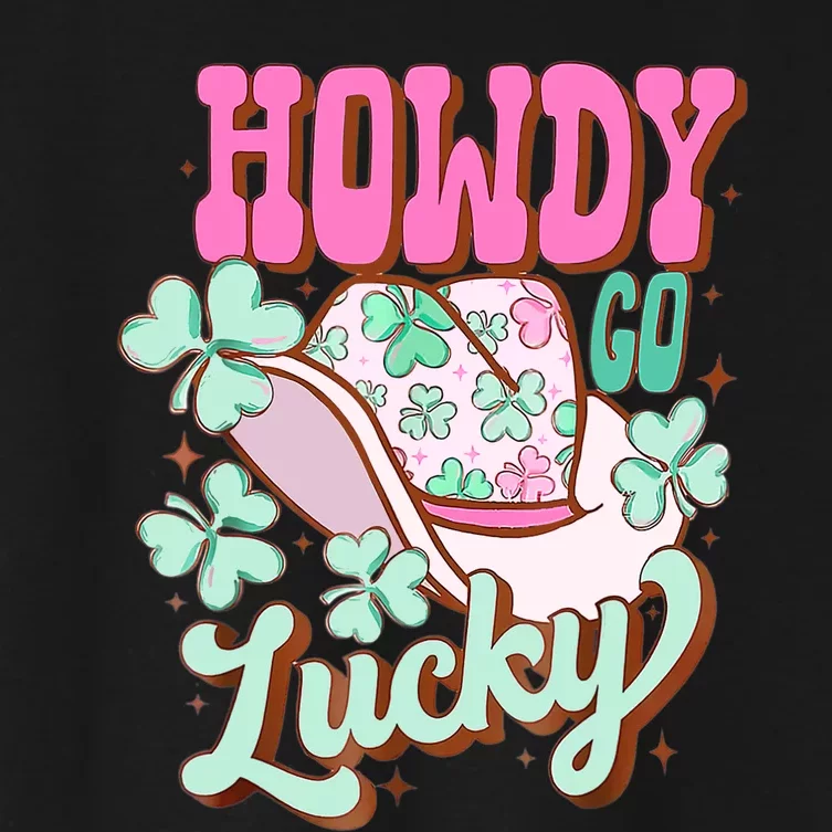 Howdy Go Lucky Cowboy Western St Patricks Day Irish Shamrock Women's Crop Top Tee