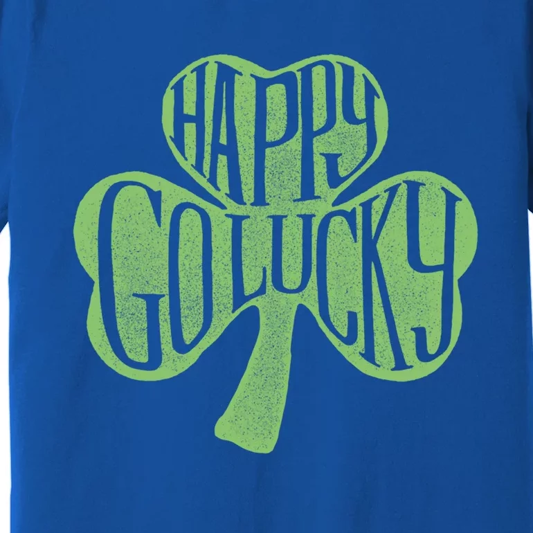 Happy Go Lucky Stylish Text Inside Clover St Patrick's Day Gift Premium T-Shirt