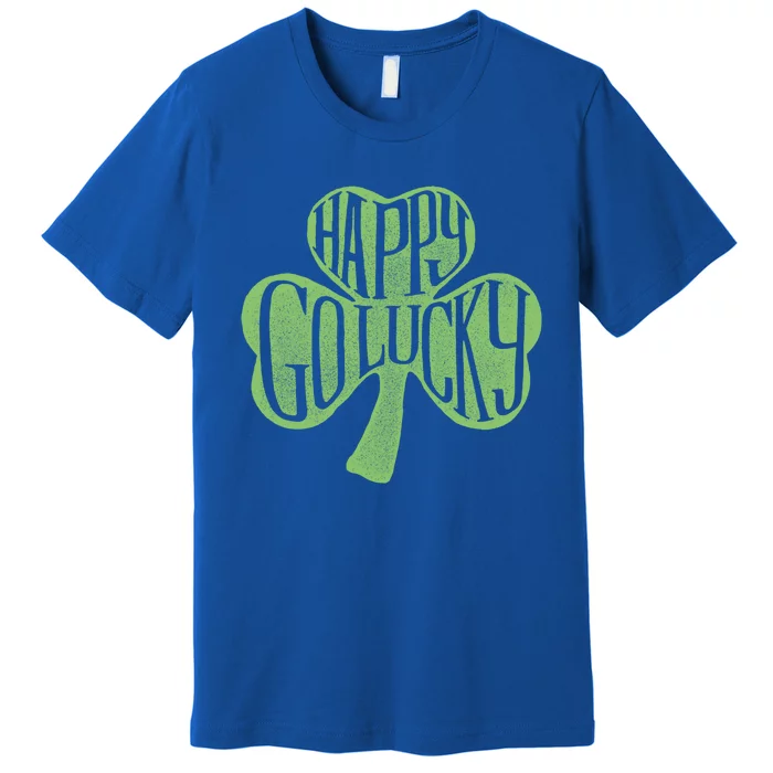 Happy Go Lucky Stylish Text Inside Clover St Patrick's Day Gift Premium T-Shirt