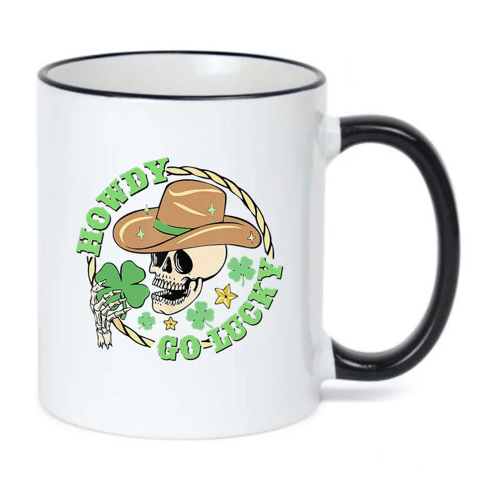 Howdy Go Lucky Cow Skull St Patricks Day Irish Shamrock Black Color Changing Mug