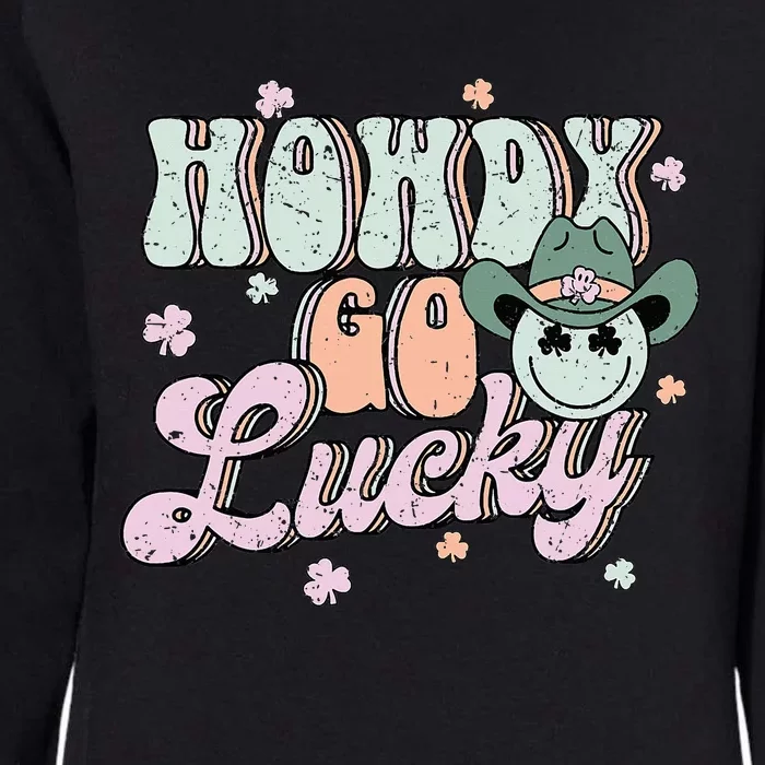 Howdy Go Lucky Happy St Patricks Day Cow Irish Shamrock Womens California Wash Sweatshirt