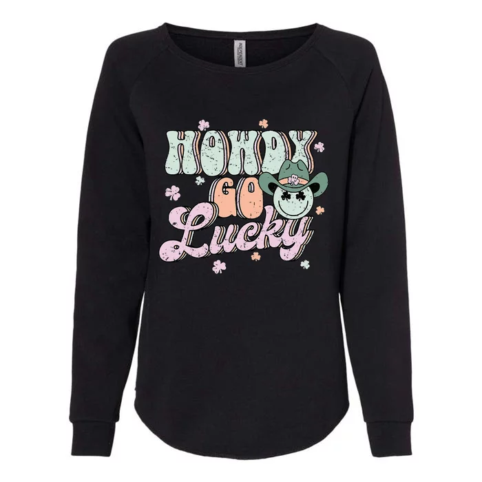 Howdy Go Lucky Happy St Patricks Day Cow Irish Shamrock Womens California Wash Sweatshirt