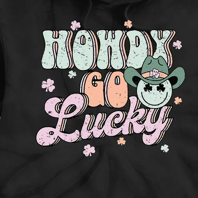 Howdy Go Lucky Happy St Patricks Day Cow Irish Shamrock Tie Dye Hoodie