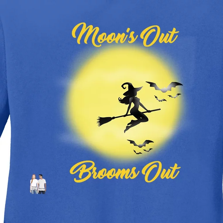 Halloween Gift MoonS Out Brooms Out Gift Ladies Long Sleeve Shirt