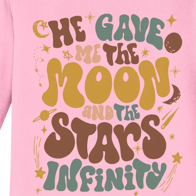 He Gave Me The Moon And The Stars Infinity Belly And Conrad Infinity Baby Long Sleeve Bodysuit