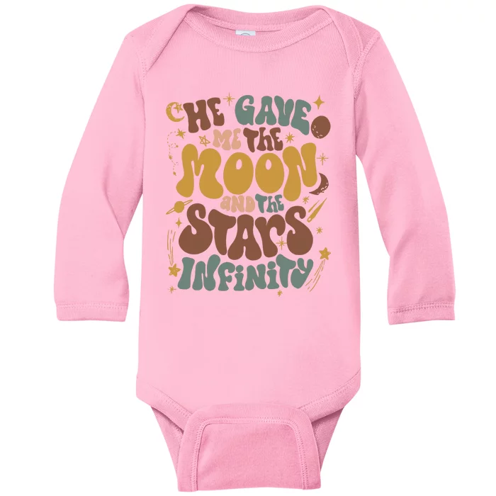 He Gave Me The Moon And The Stars Infinity Belly And Conrad Infinity Baby Long Sleeve Bodysuit