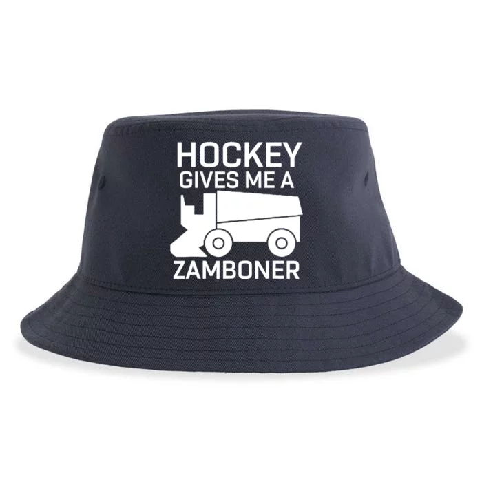 Hockey Gives Me A Zamboner Funny Hockey Sustainable Bucket Hat