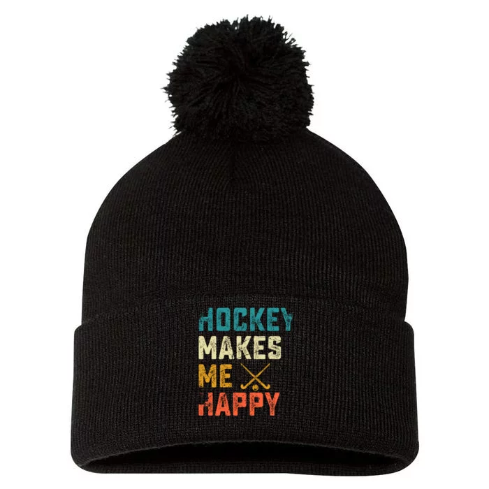 Hockey Gives Me A Zamboner Funny Hockey Pom Pom 12in Knit Beanie