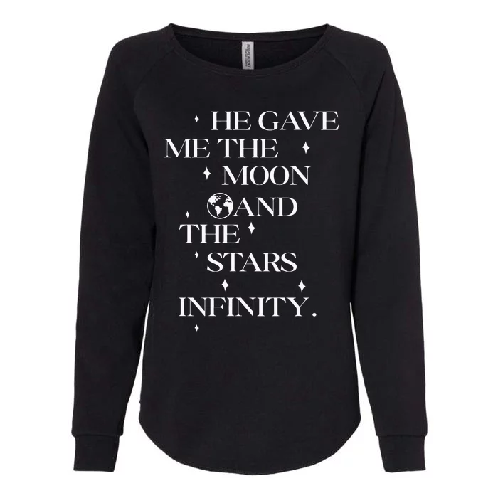 He Gave Me The Moon And The Stars Infinity Belly And Conrad Infinity Womens California Wash Sweatshirt