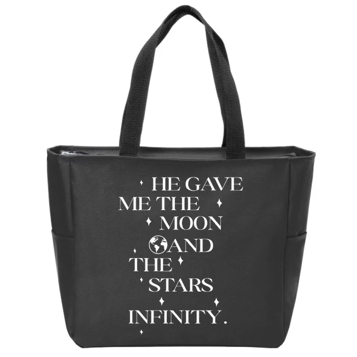 He Gave Me The Moon And The Stars Infinity Belly And Conrad Infinity Zip Tote Bag