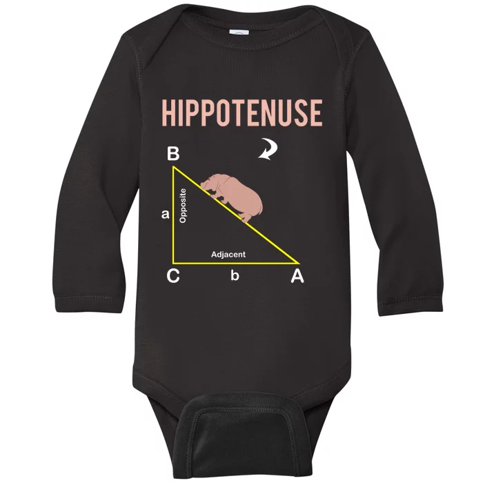 Hippotenuse Geometry Math Joke Hypotenuse Nerd Geek Teacher Baby Long Sleeve Bodysuit