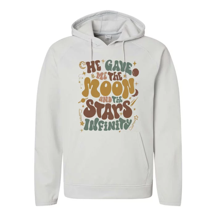 He Gave Me The Moon And The Stars Infinity Belly And Conrad Infinity Performance Fleece Hoodie