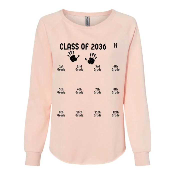 Handprint Graduation Men Women Class Of 2036 Grow With Me Womens California Wash Sweatshirt