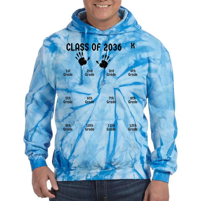 Handprint Graduation Men Women Class Of 2036 Grow With Me Tie Dye Hoodie