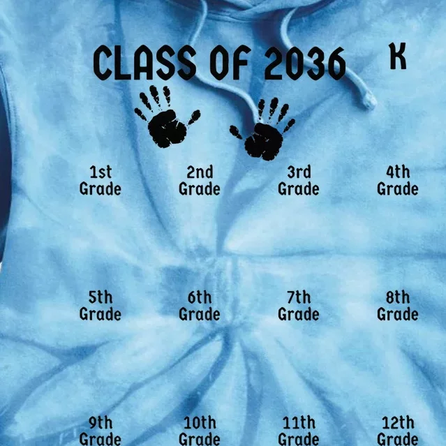 Handprint Graduation Men Women Class Of 2036 Grow With Me Tie Dye Hoodie