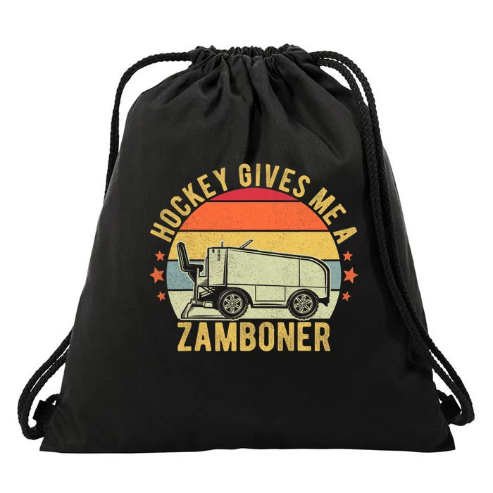 Hockey Gives Me A Zamboner Funny Hockey Fan Drawstring Bag