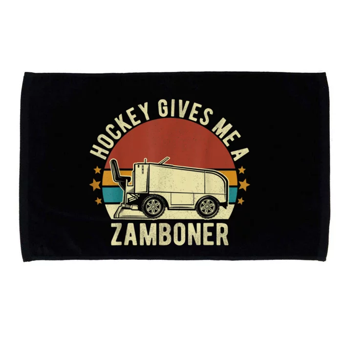 Hockey Gives Me A Zamboner Funny Hockey Fan Men Microfiber Hand Towel