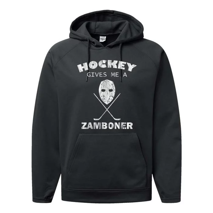 Hockey Gives Me A Zamboner Funny Hockey Fan Performance Fleece Hoodie