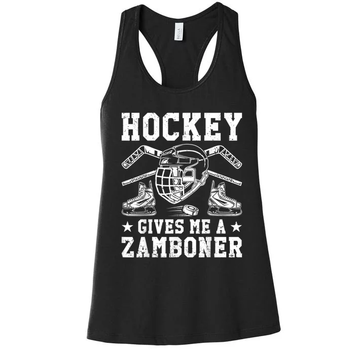 Hockey Gives Me A Zamboner Funny Ice Hockey Women's Racerback Tank