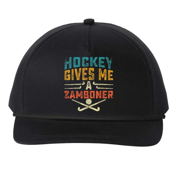 Hockey Gives Me A Zamboner Funny Hockey Snapback Five-Panel Rope Hat