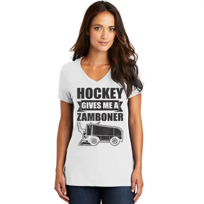 Hockey Gives Me A Zamboner Funny Hockey Fan Men Women's V-Neck T-Shirt