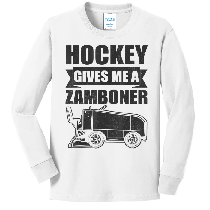 Hockey Gives Me A Zamboner Funny Hockey Fan Men Kids Long Sleeve Shirt