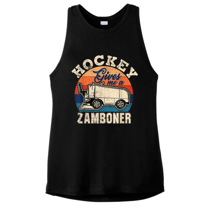 Hockey Gives Me A Zamboner Funny Hockey Fan Men Ladies Tri-Blend Wicking Tank