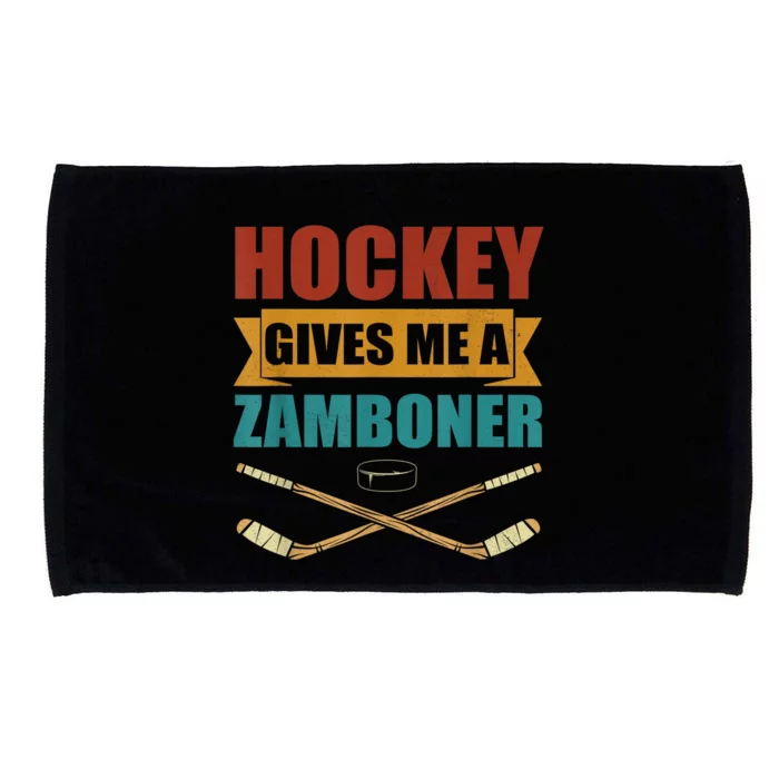 Hockey Gives Me A Zamboner Funny Hockey Fan Men Microfiber Hand Towel