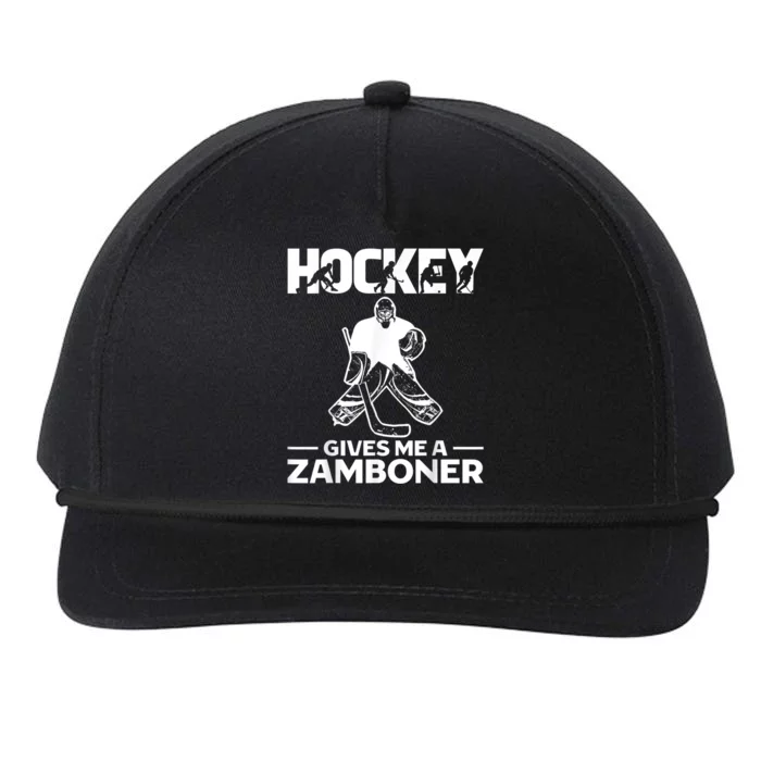 Hockey Gives Me A Zamboner Funny Ice Hockey Snapback Five-Panel Rope Hat