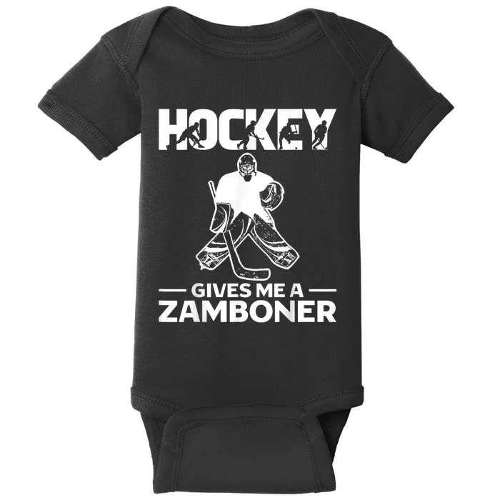 Hockey Gives Me A Zamboner Funny Ice Hockey Baby Bodysuit