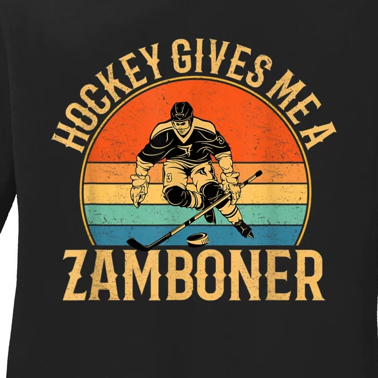 Hockey Gives Me A Zamboner Funny Hockey Ladies Long Sleeve Shirt