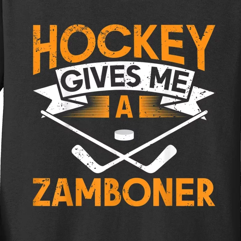 Hockey Gives Me A Zamboner Funny Ice Hockey Kids Long Sleeve Shirt