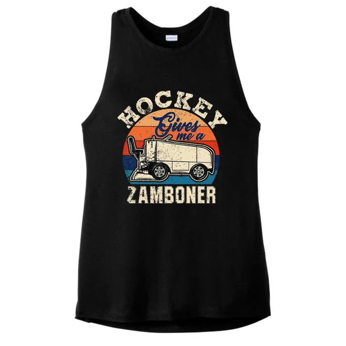 Hockey Gives Me A Zamboner Vintage Hockey Fan Ladies Tri-Blend Wicking Tank