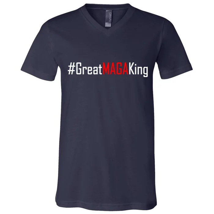 Hashtag Great MAGA King Trump 2024 V-Neck T-Shirt