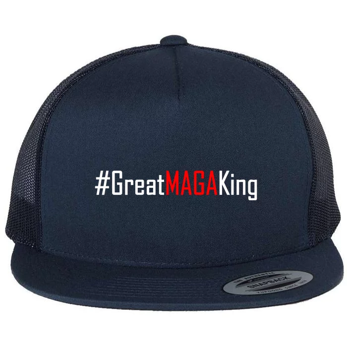 Hashtag Great MAGA King Trump 2024 Flat Bill Trucker Hat