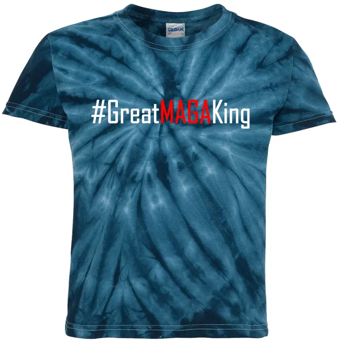 Hashtag Great MAGA King Trump 2024 Kids Tie-Dye T-Shirt