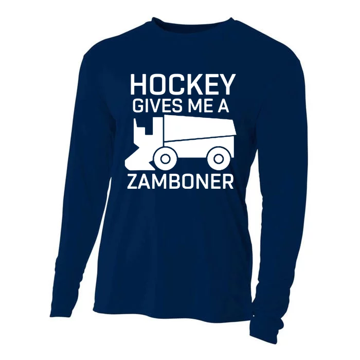 Hockey Gives Me A Zamboner Funny Hockey Tee Cooling Performance Long Sleeve Crew