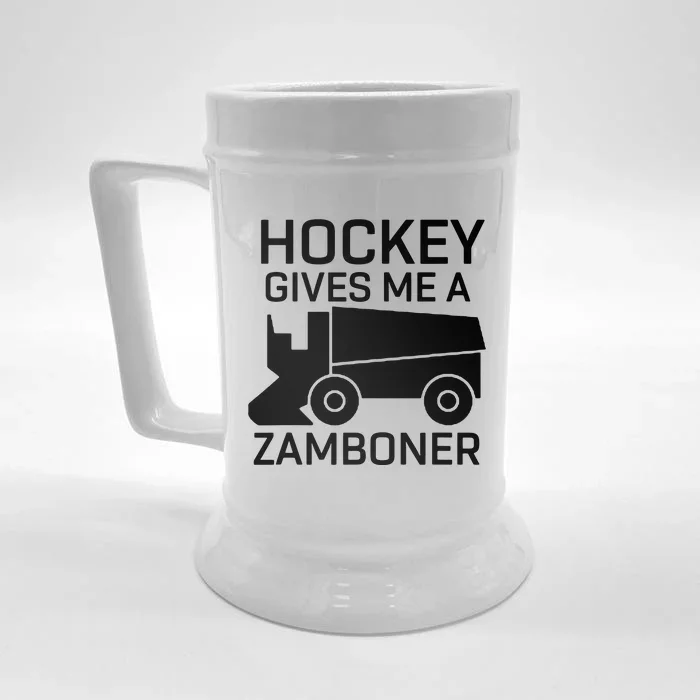 Hockey Gives Me A Zamboner Funny Hockey Tee Front & Back Beer Stein