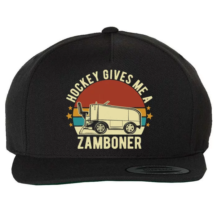 Hockey Gives Me A Zamboner Funny Hockey Fan Wool Snapback Cap