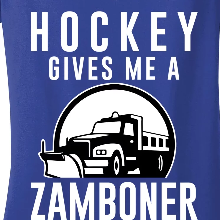 Hockey Gives Me A Zamboner Funny Hockey Player Fan Lover Hit Gift Women's V-Neck T-Shirt