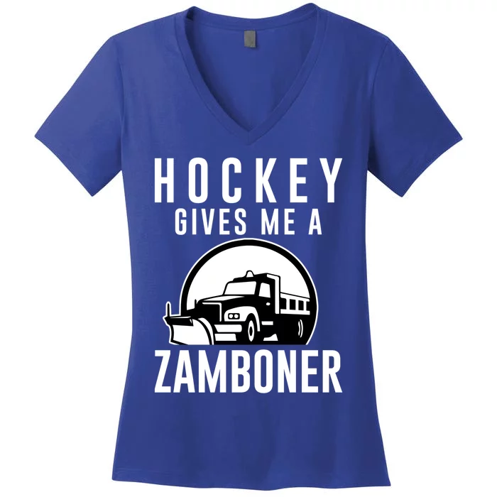 Hockey Gives Me A Zamboner Funny Hockey Player Fan Lover Hit Gift Women's V-Neck T-Shirt