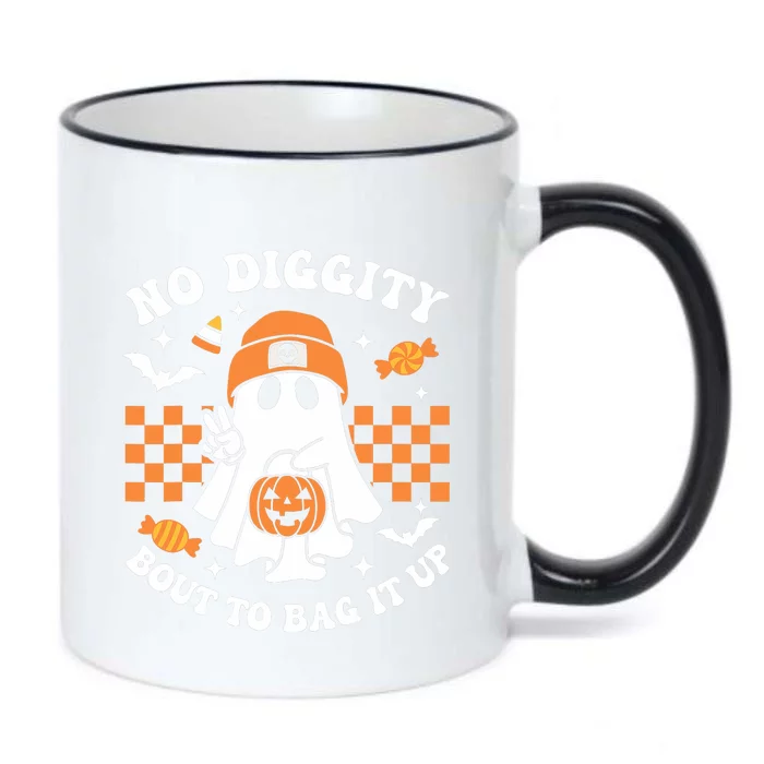 Halloween Ghost No Diggity Bout To Bag It Up Black Color Changing Mug