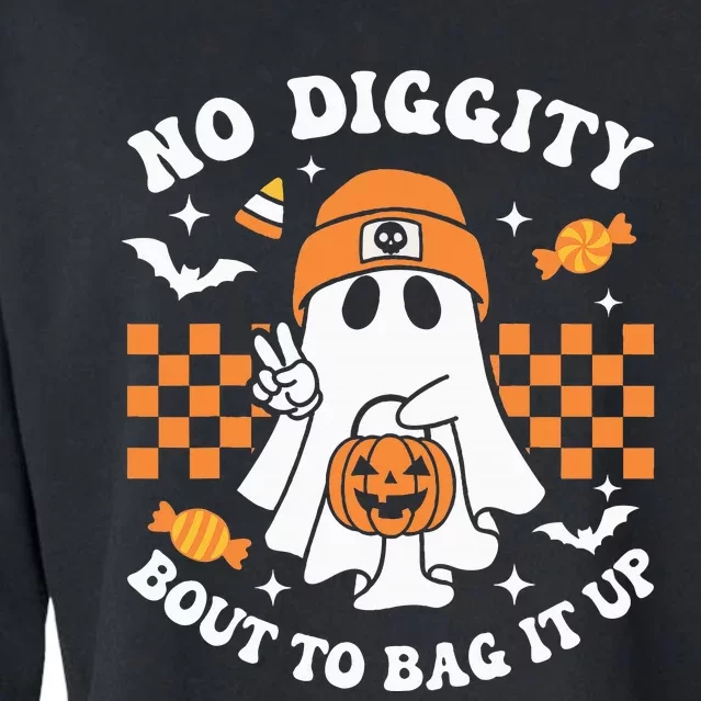 Halloween Ghost No Diggity Bout To Bag It Up Cropped Pullover Crew