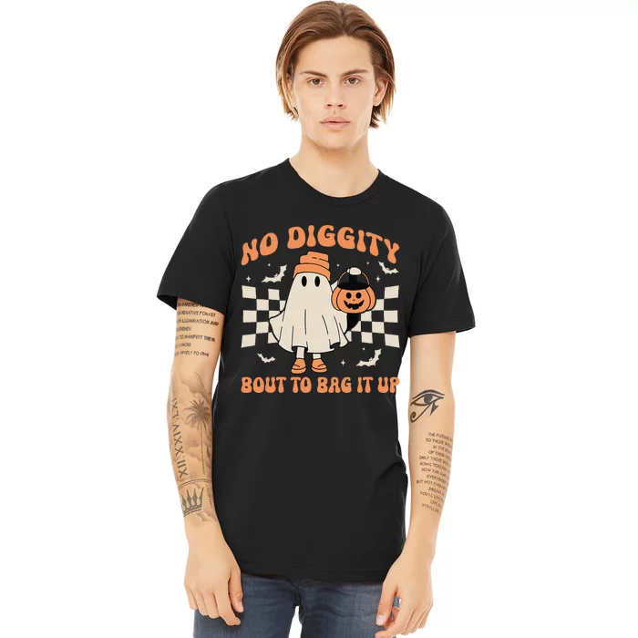 Halloween Ghost No Diggity Bout To Bag It Up Premium T-Shirt